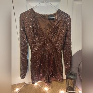 DO+BE Shimmering Brown Sequin Romper